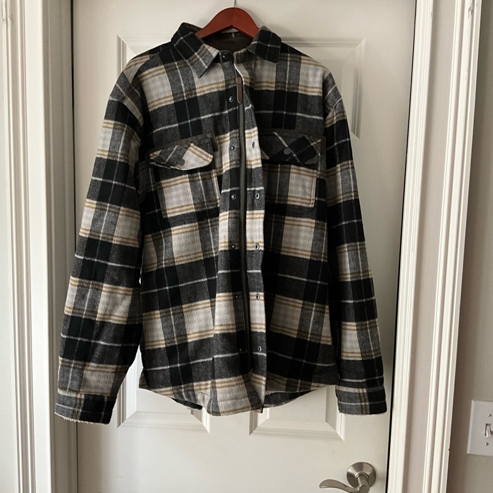 Dakota Burke Men's Black and Gray Plaid Shirt Jacket